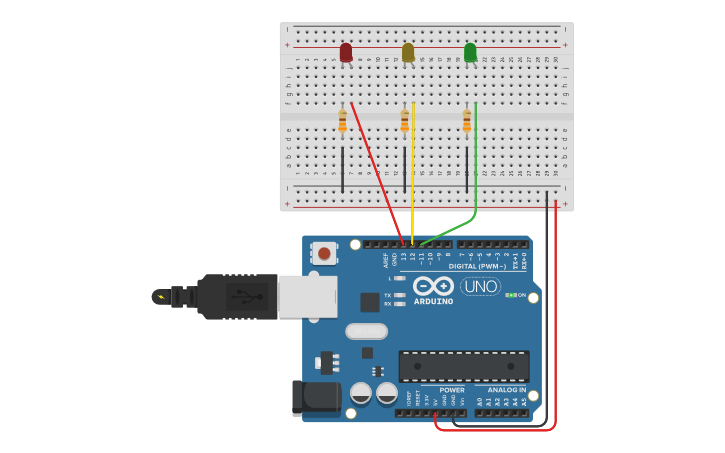 Circuit design Semáforo - Tinkercad