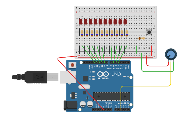 Circuit design Led sequencial 01 | Tinkercad