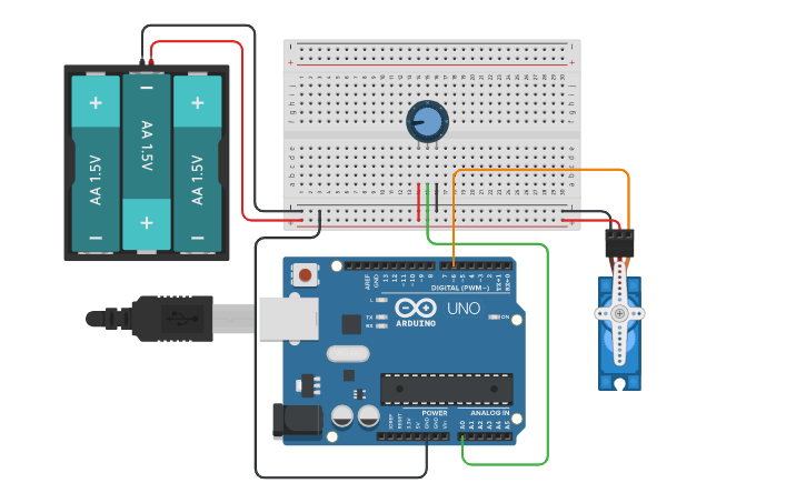 Circuit design Arduino - Servo motor - Tinkercad