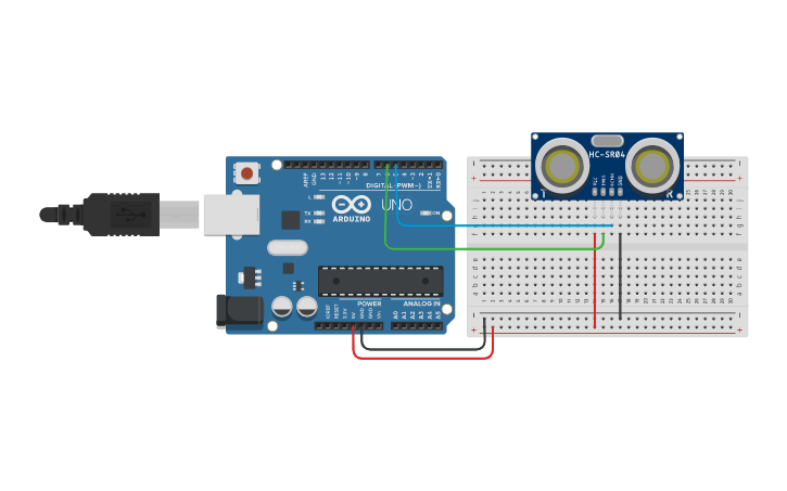 Circuit design Conexion/Simulacion Sensor Ultrasonico y Arduino Monitor ...