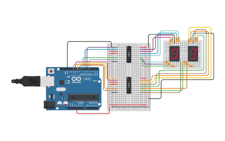 Contador Arduino Circuit design Contador Arduino de 0 a 99 - Tinkercad