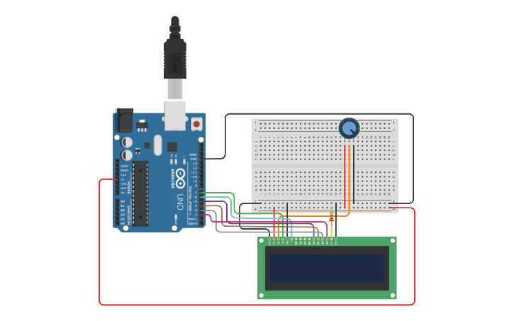 Circuit design Pantalla LCD - Tinkercad