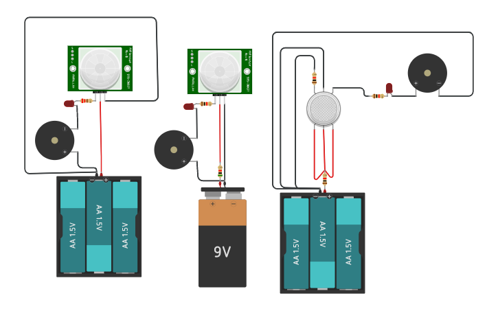 Circuit design Motion And Gas Sensor Without Arduino - Tinkercad
