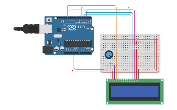 Circuit design LCD 6 - Tinkercad