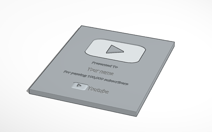 3D design Youtube Silver Play Button - Tinkercad