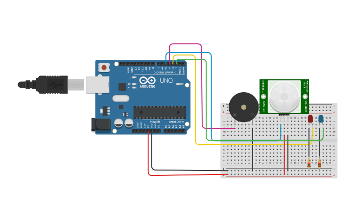 Circuit design laser security alarm system - Tinkercad