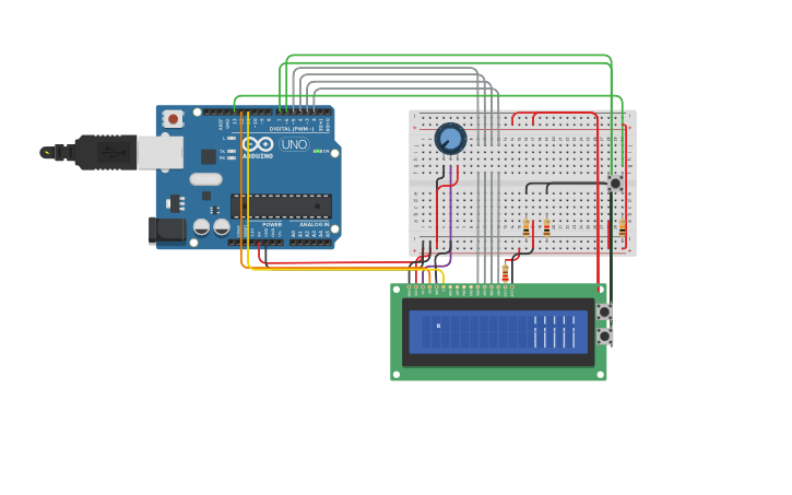 Circuit design Arduino LCD game: Hit the Gap - Tinkercad
