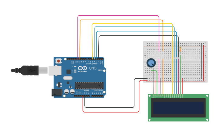 Circuit design Interfacing LCD with Arduino - Tinkercad