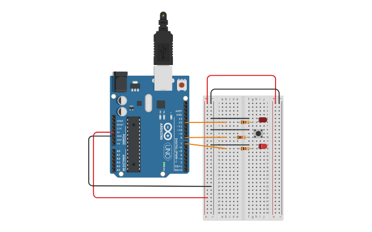 Circuit design version 2 LED | Tinkercad