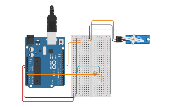 Circuit design 2.2.4.2 Lab - Flex Sensor and Servo - Tinkercad