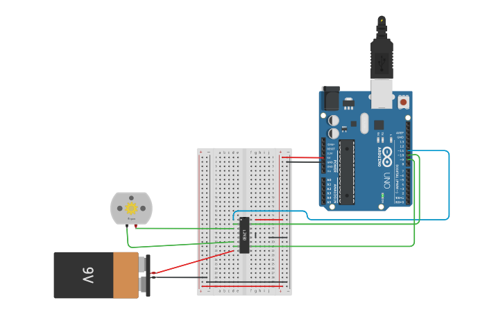 Circuit design DC motor control with RPM input - Tinkercad