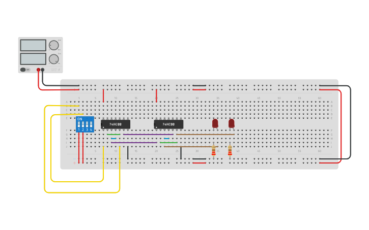 Circuit design D latch using NAND gate - Tinkercad