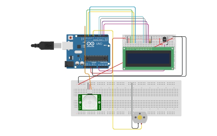 Circuit design Display LCD 16x2 | Tinkercad