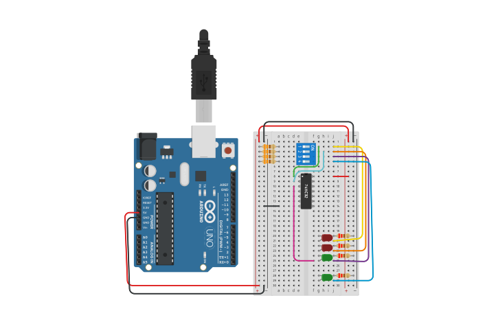 74hc32 Connection Arduino Circuit design Lesson 29: OR Gate 74HC32 - Tinkercad