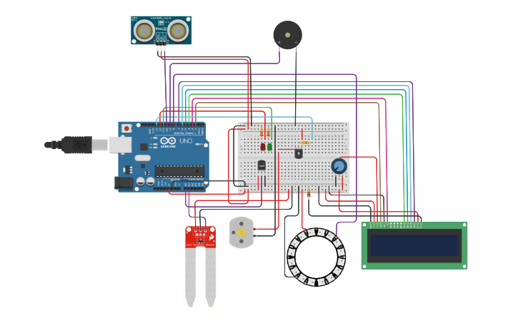 Circuit design Automatic Irrigation System - Tinkercad