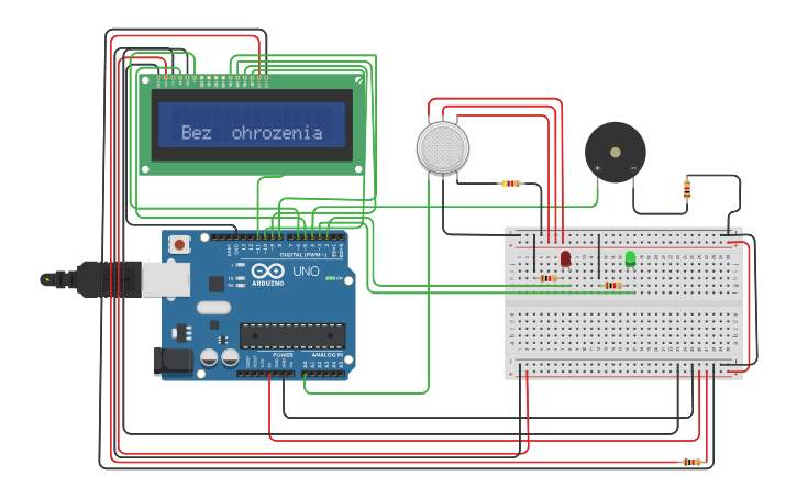 Circuit design Gas detector - Tinkercad
