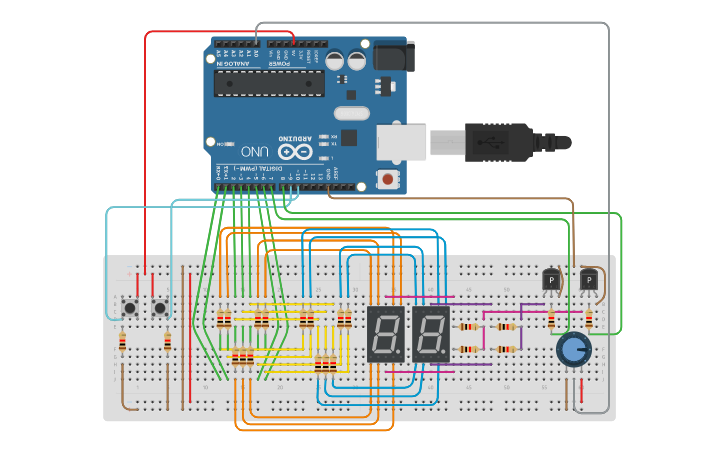 Circuit Design Two Seven Segment Display Tinkercad 5434