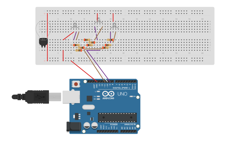 Circuit design arduino con luces neon - Tinkercad