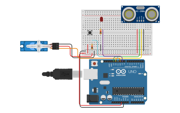 Circuit design Puerta semi automatica - Tinkercad