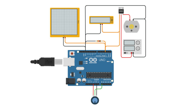 Circuit design Motor control met arduino | Tinkercad