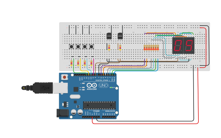 Circuit design Contador 0-99 - Tinkercad