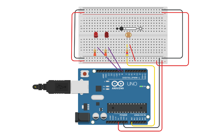 Circuit design Light Detector - Tinkercad