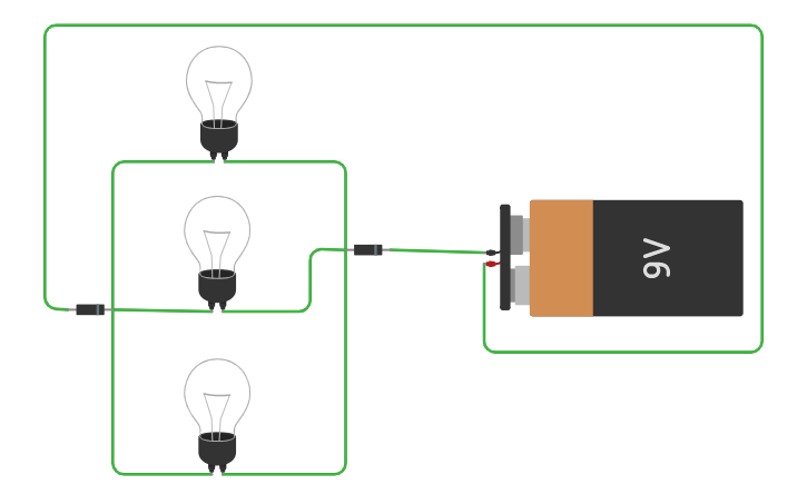 Circuit design parallel Bulb connection - Tinkercad