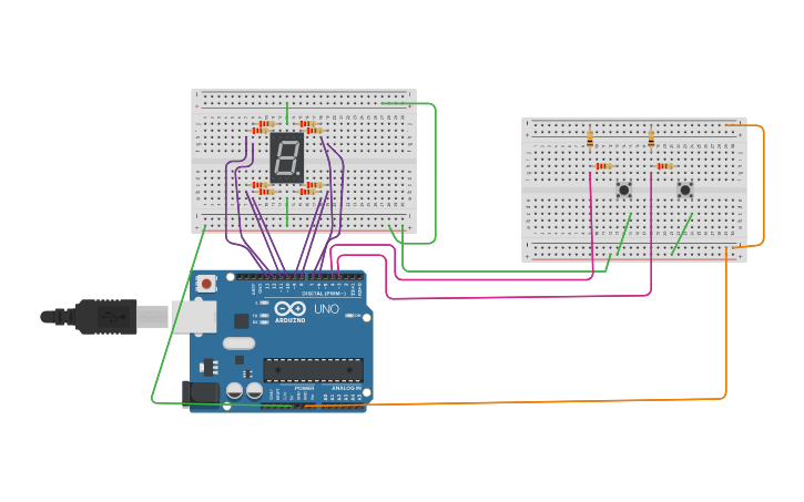 Circuit design Projet 1 : affichage 7 segments | Tinkercad