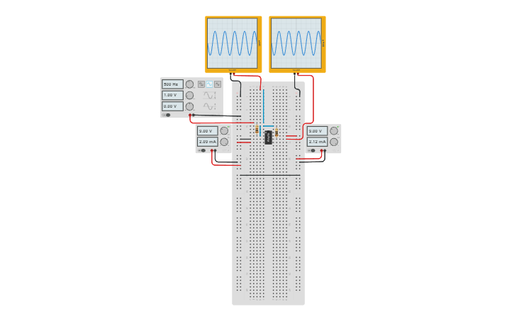 Circuit design OPAM INVERSOR - Tinkercad