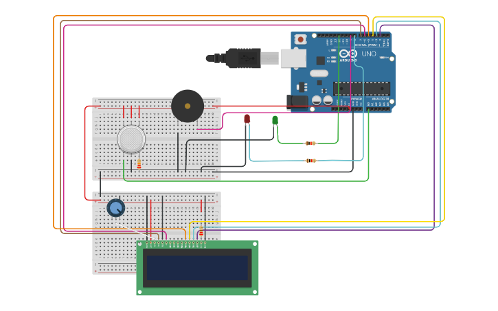 Circuit design Smoke Sensor - Tinkercad
