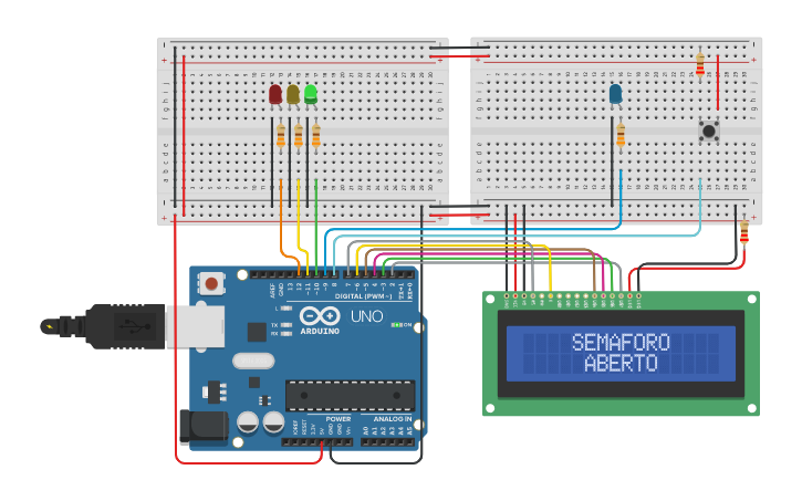 Circuit Design Semaforo Pedestre Com Botao - Tinkercad