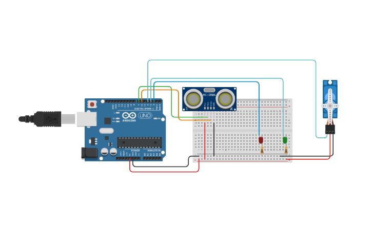 Circuit design SENSOR DE ULTRASONIDO CON SERVOMOTOR - Tinkercad