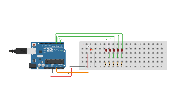 Circuit design Copy of LED control with Ambient Light Sensor | Tinkercad