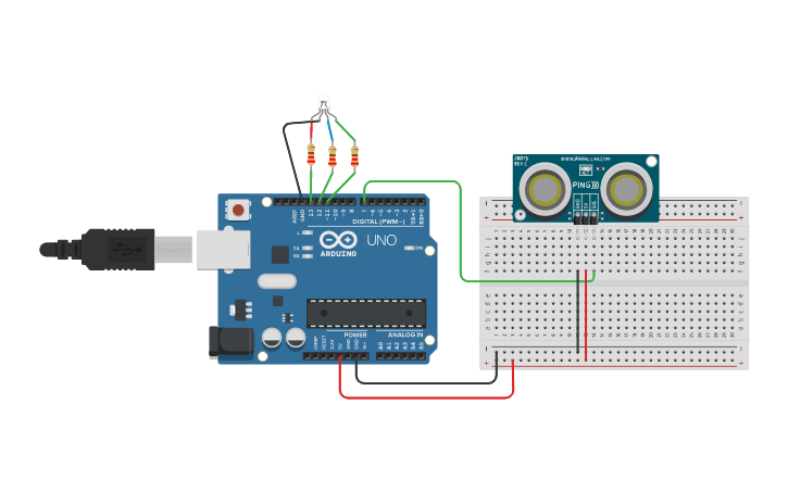 Circuit design Using an Ultrasonic Distance Sensor with an RGB LED ...