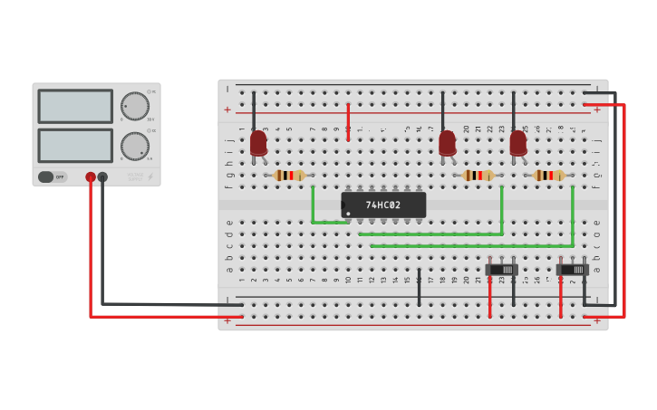 Circuit design NOR | Tinkercad