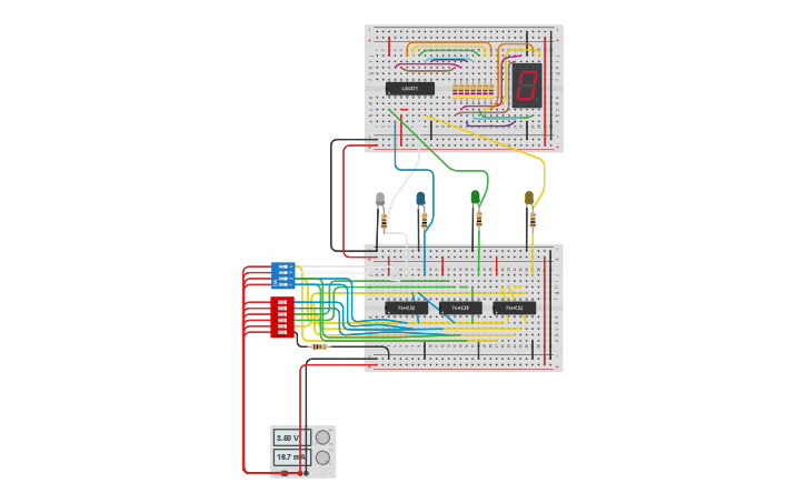 Circuit design BCD 8421 | Tinkercad