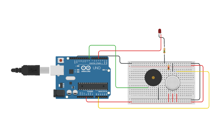 Circuit design Gas Sensor - Tinkercad