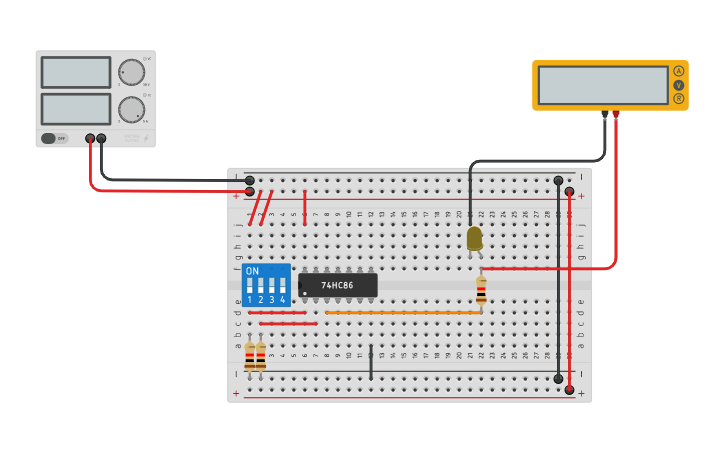 Circuit design 7486-XOR - Tinkercad