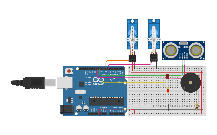 Circuit design 5.4.5.a.Proximity Bot - Tinkercad