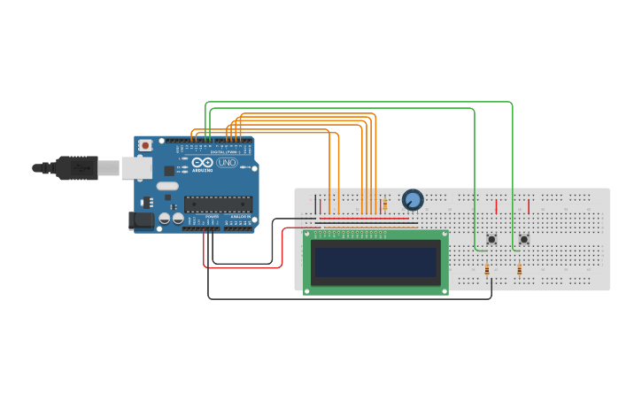 Circuit design display LCD - Tinkercad