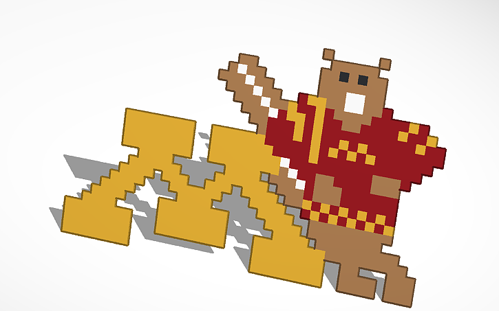 3D design Goldy The Gopher #PixelArt - Tinkercad