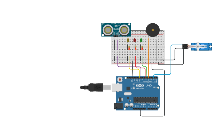 Circuit design Smart Parking System - Tinkercad