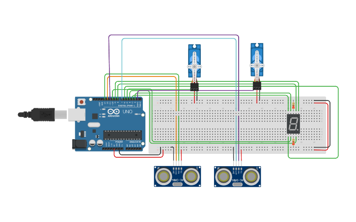 Circuit design Smart Parking - Tinkercad