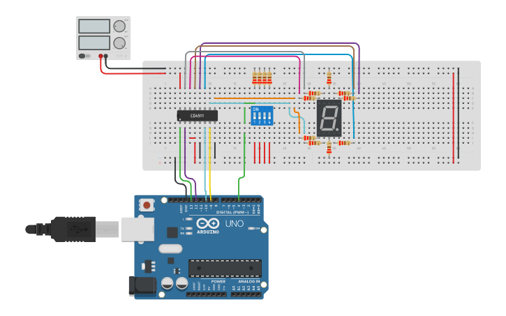 Circuit design Contador del 0-9 y 9-0 arduino - Tinkercad