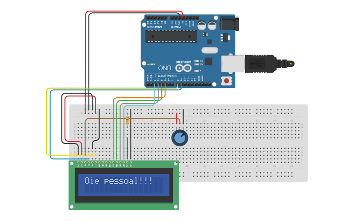 Circuit design Display LCD - Aula 01 - Tinkercad