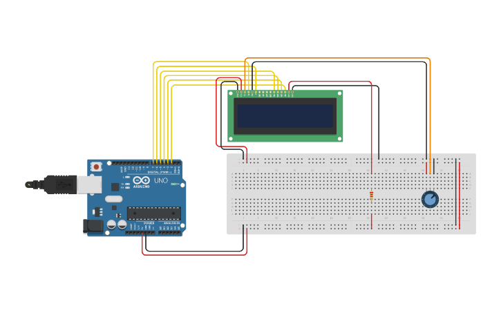 Circuit design lcd-potenciometro - Tinkercad