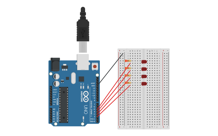 Circuit design Leds Intermitentes  Reto 2 | Tinkercad