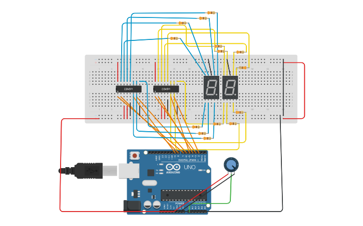 Circuit design Lab 2 Two-Digit Resolution - Tinkercad