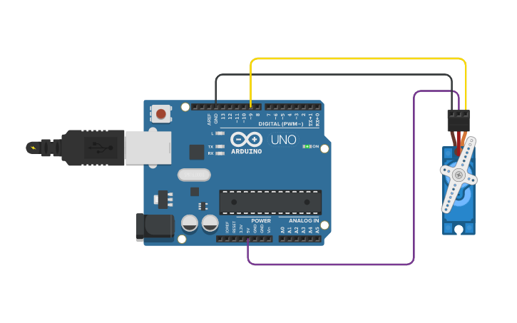 Circuit Design Servo Motorun Sürekli Çalıştırma - Tinkercad