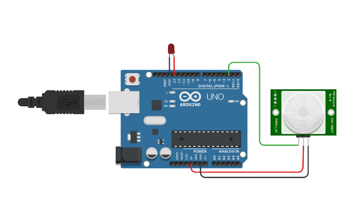 Circuit design 3.Arduino with PIR Motion Sensor-181173526 | Tinkercad